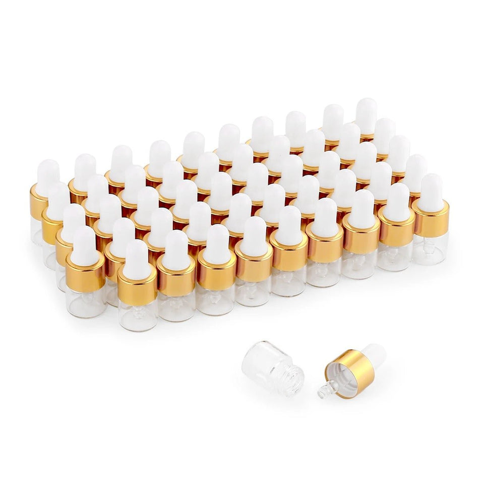 1ml Gold Glass Sample Dropper Bottle for Liquid / Serum Samples, 50 count