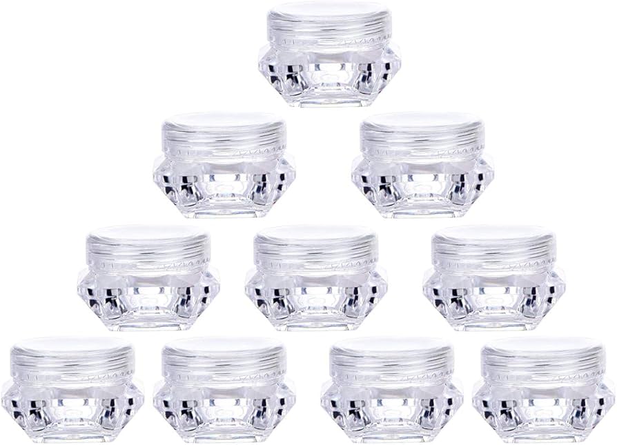 3g / 3ml Empty Clear Skincare Sample Jar Pots Containers, 50 count