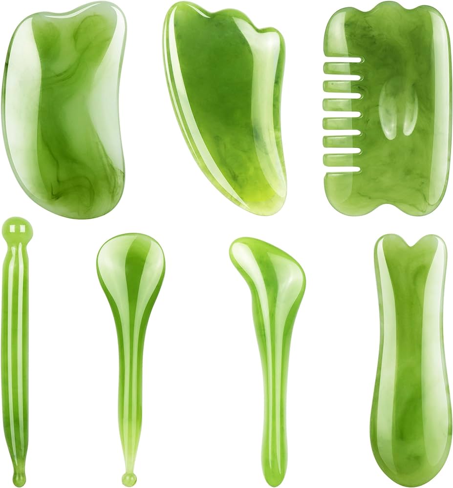 7 Pieces Gua Sha Scraping Massage Tools, Natutal Resin