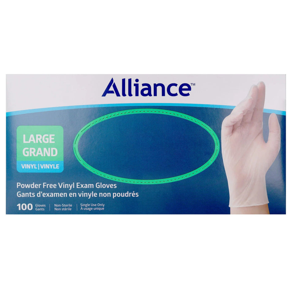 Alliance Disposable Vinyl Gloves, Medical Grade Exam Gloves, Large
