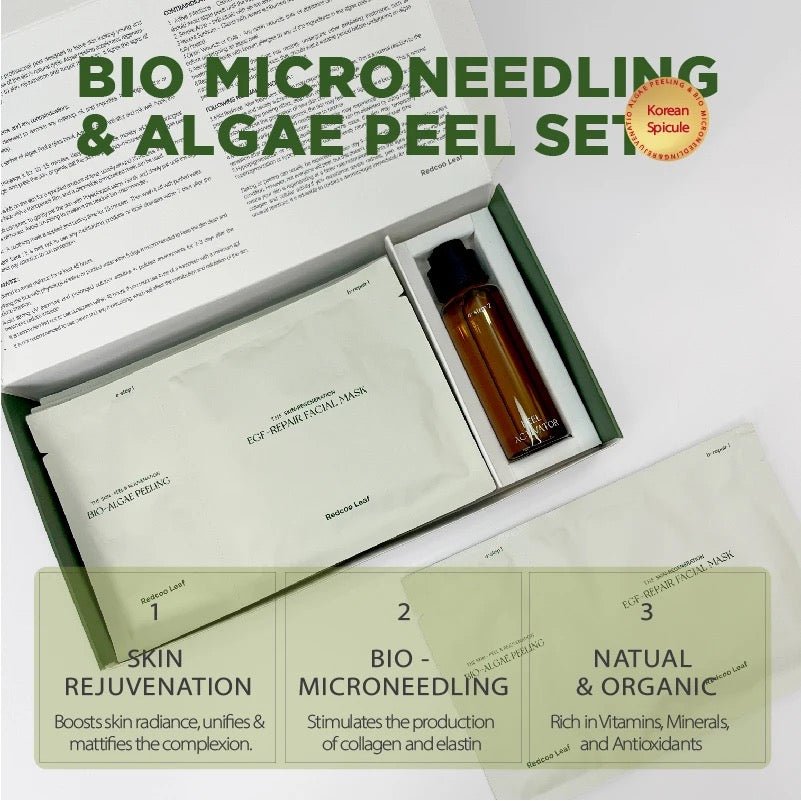 Bio Microneedling + Algae Peel Skin Rejuvenation Treatment, Professional Set of 5