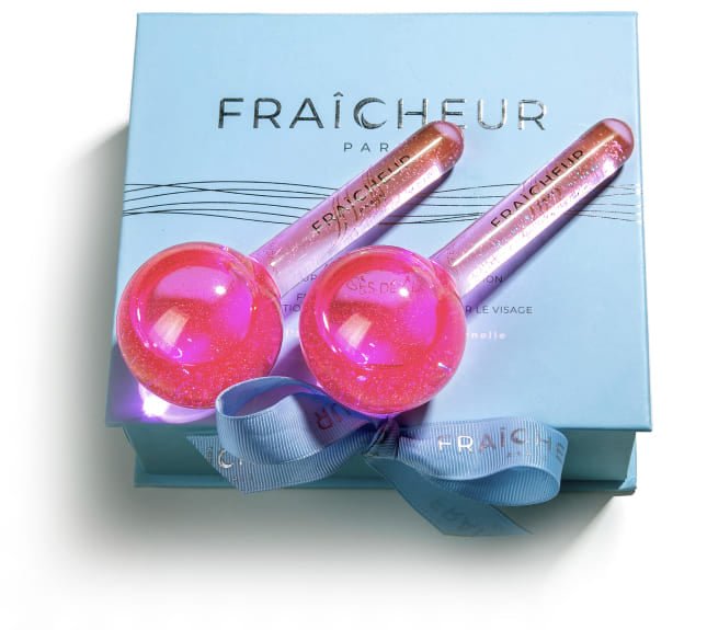 Fraicheur Paris Facial Ice Globes - Pink Glitter, Set of 2