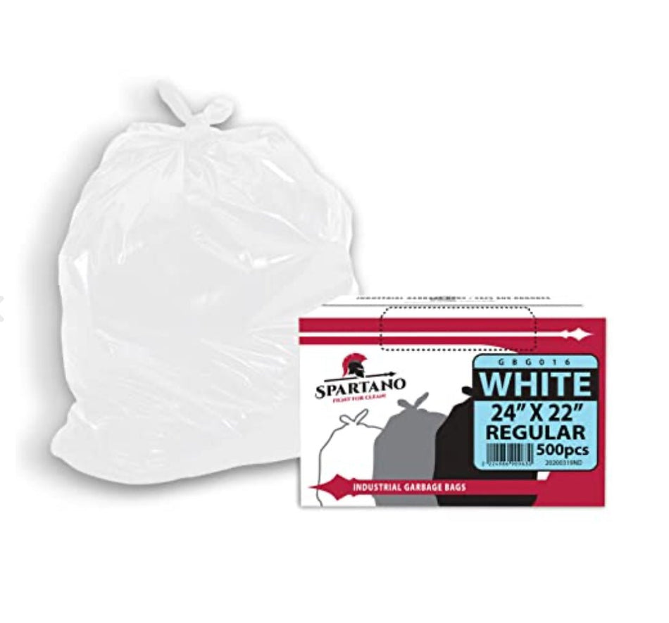 Garbage Bags 24" X 22" White, Case of 500