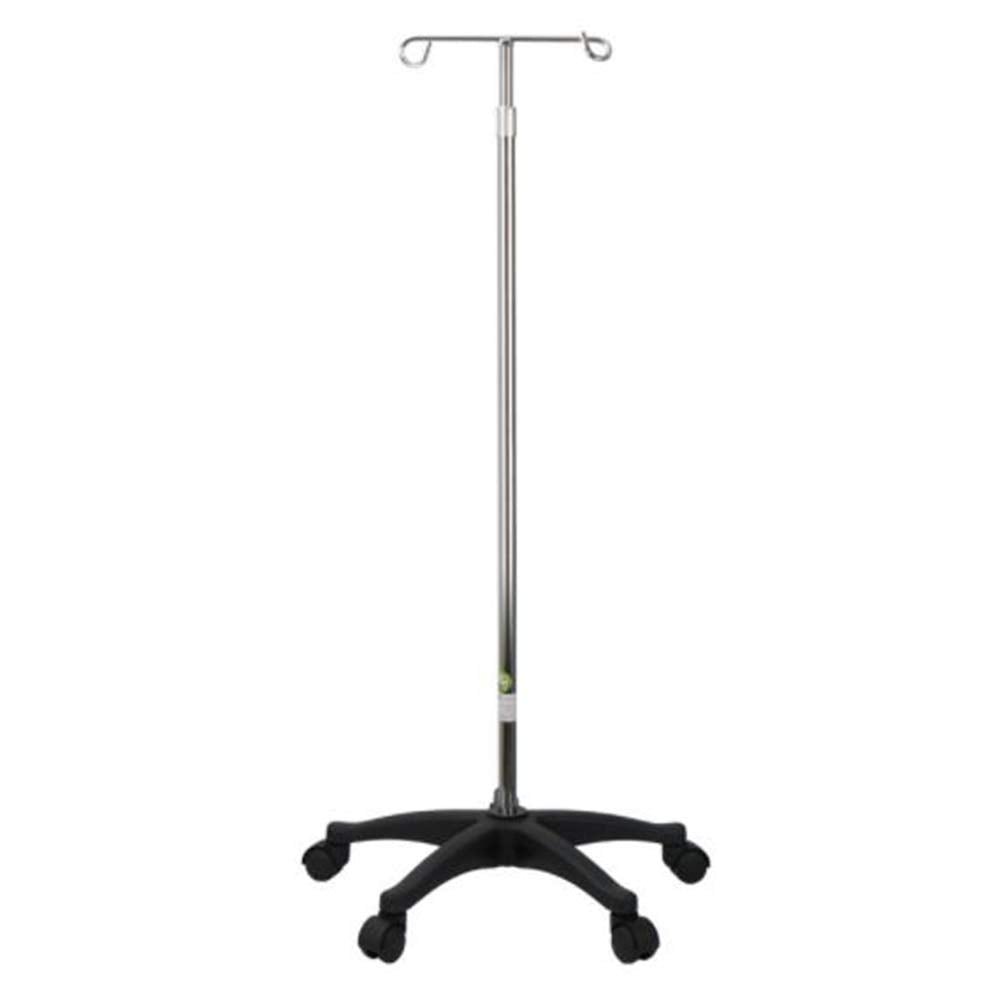 IV Pole Infusion Stand, 2 Hook with 5 Caster Mobile Base