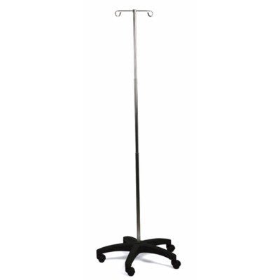 IV Stand Mobile, 2 Hook With 5 Caster Base