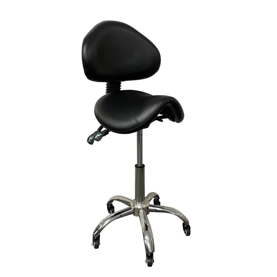 Medical Spa Rolling Stool, Adjustable Height Saddle Stool with Backrest D - 9949