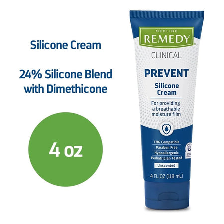 Medline Remedy Clinical Prevent Silicone Cream Unscented, 4oz / 118ml