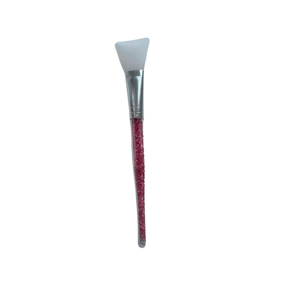 Silicone Face Brush Applicator, Pink with Glitter Handle