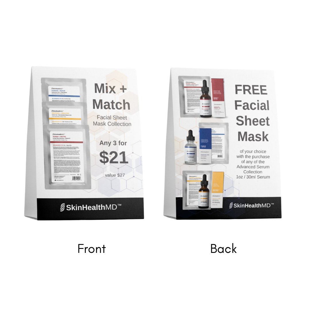 SkinHealthMD Mask Collection POS Retail Promotional Tent Card