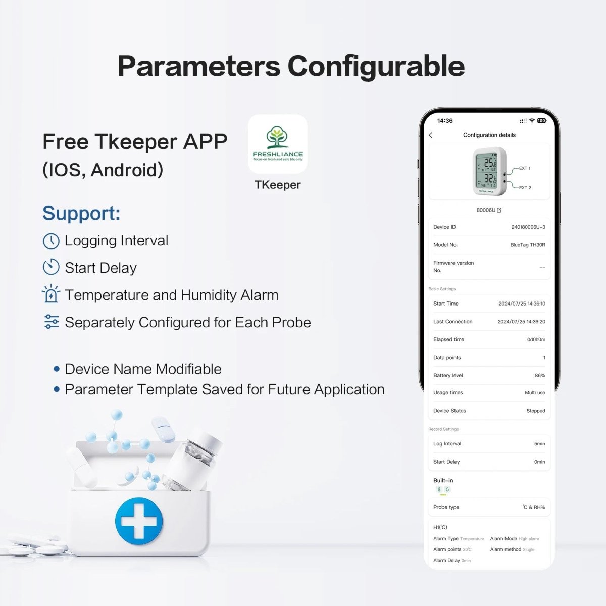 Smart Data Temperature Monitor with Non Subscription App for Botox / Injectable Refrigerator