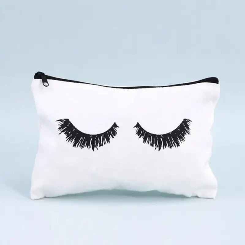 Eyelash Canvas Makeup Bag, White