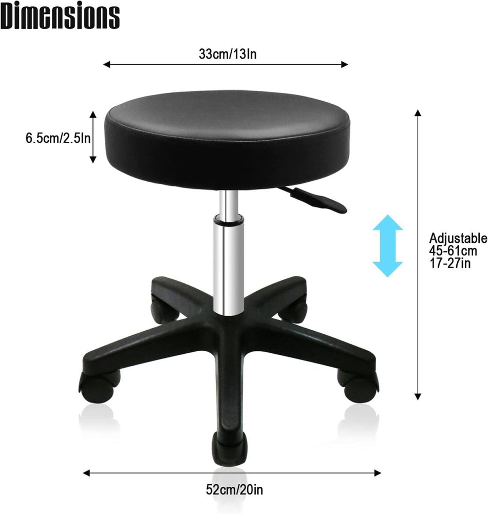 Hydraulic Adjustable Height Rolling Stool - White