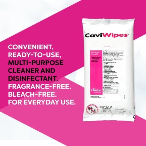 CaviWipes Surface Disinfectant Wipe 7" x 9", Flat Pack