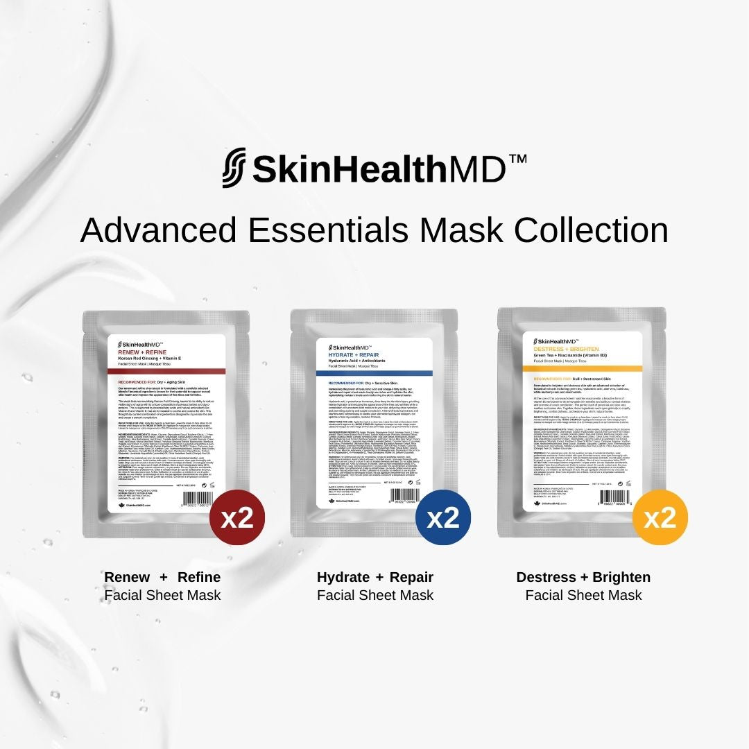 SkinHealthMD Renew + Refine Facial Sheet Mask | Korean Red Ginseng + Vitamin E