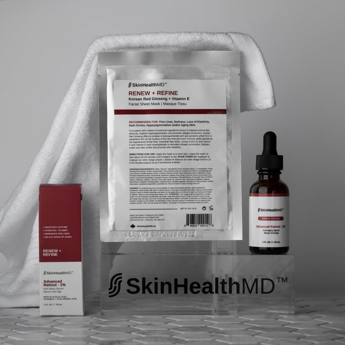 SkinHealthMD Renew + Refine Facial Sheet Mask | Korean Red Ginseng + Vitamin E